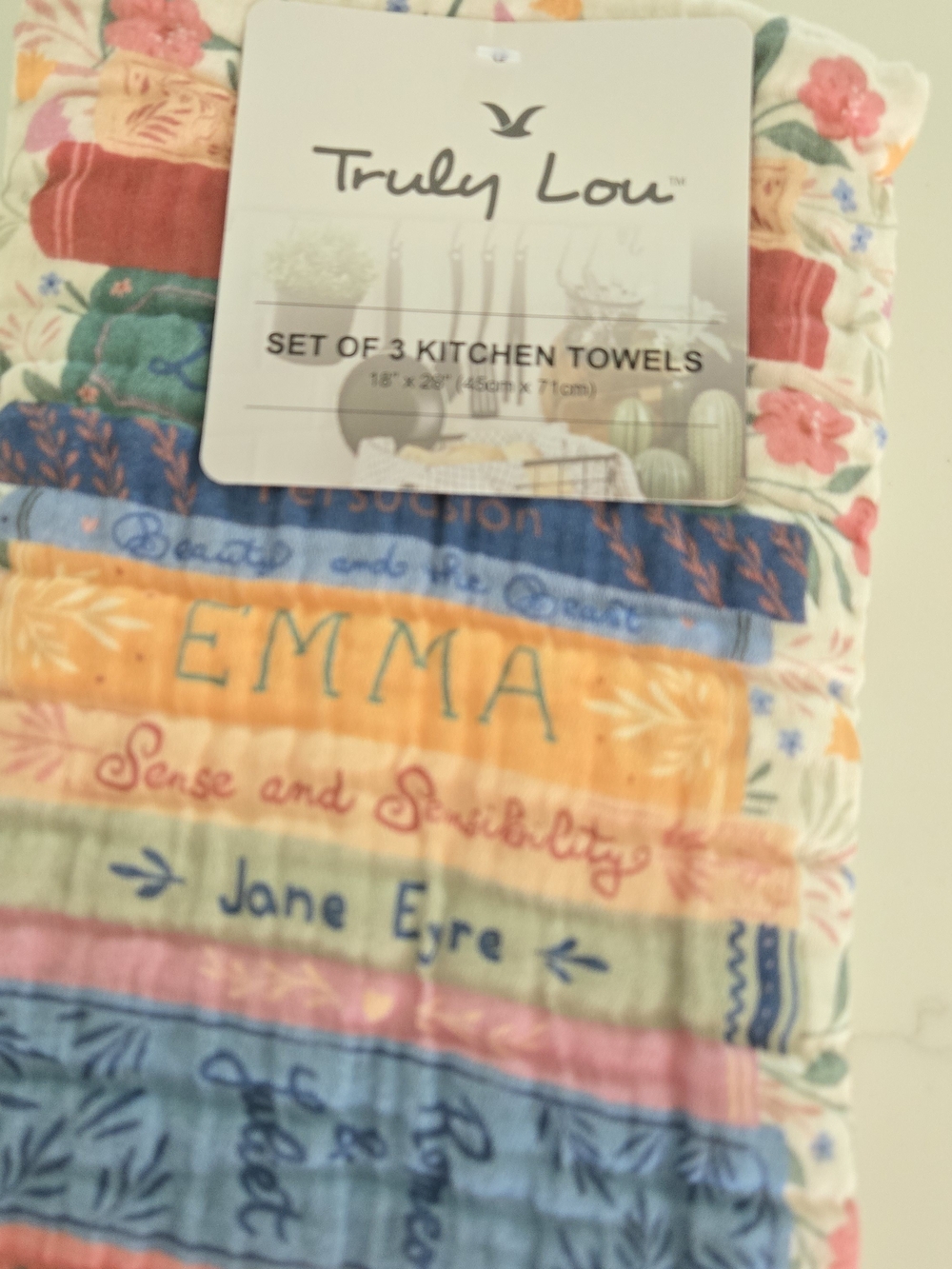 Truly Lou Book Lover Kitchen Towels Set of 3 New With Tags - Picture 2 of 7